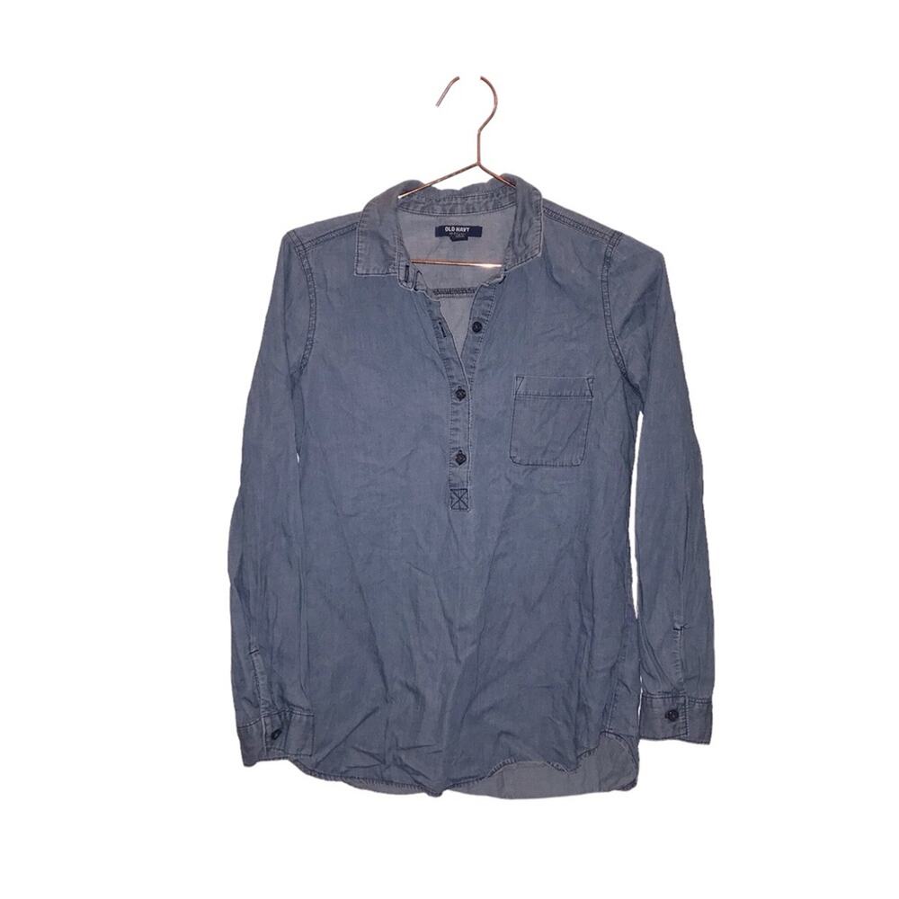 Old Navy denim chambray popover tunic top Small